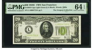 image for: Fr. 2053-L $20 1928C Federal Reserve Note. PMG Choice Uncirculated 64 EPQ....