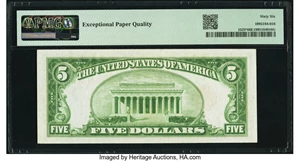 image for: Fr. 1525* $5 1928 Legal Tender Star Note. PMG Gem Uncirculated 66 EPQ....