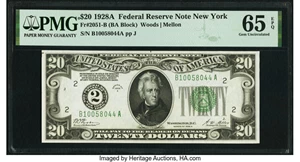 image for: Fr. 2051-B $20 1928A Federal Reserve Note. PMG Gem Uncirculated 65 EPQ....