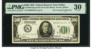 image for: Fr. 2200-K $500 1928 Federal Reserve Note. PMG Very Fine 30....