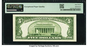 image for: Fr. 1532* $5 1953 Legal Tender Star Note. PMG Superb Gem Unc 67 EPQ....