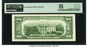 image for: Fr. 2064-B* $20 1950E Federal Reserve Star Note. PMG Superb Gem Unc 67 EPQ....