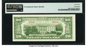 image for: Fr. 2066-K $20 1963A Federal Reserve Specimen Note. PMG Choice Uncirculated 63 EPQ....