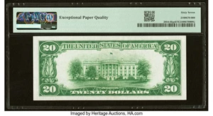 image for: Fr. 2054-H $20 1934 Light Green Seal Federal Reserve Note. PMG Superb Gem Unc 67 EPQ....