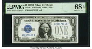 image for: Fr. 1602 $1 1928B Silver Certificate. PMG Superb Gem Unc 68 EPQ....