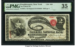image for: Poughkeepsie, NY - $2 Original Fr. 387a The Fallkill National Bank Ch. # 659 PMG Choice Very Fine 35....