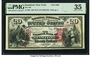 image for: Stamford, NY - $20 1875 Fr. 435 The National Bank of Stamford Ch. # 2602 PMG Choice Very Fine 35....