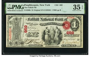 image for: Poughkeepsie, NY - $1 Original Fr. 380b The Fallkill National Bank Ch. # 659 PMG Choice Very Fine 35 EPQ....
