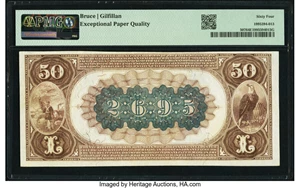 image for: Davenport, IA - $50 1882 Brown Back Fr. 507 The First National Bank Ch. # 2695 PMG Choice Uncirculated 64 EPQ....