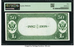 image for: Ionia, MI - $50 1882 Date Back Fr. 563 The National Bank of Ionia Ch. # (M)5789 PMG About Uncirculated 50....