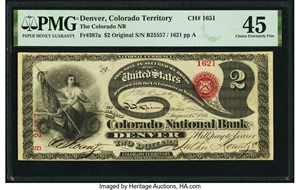 image for: Denver, CO - $2 Original Fr. 387a The Colorado National Bank Ch. # 1651 PMG Choice Extremely Fine 45....