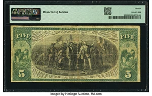 image for: Cheyenne, Wyoming Territory - $5 1875 Fr. 408 The First National Bank Ch. # 1800 PMG Choice Fine 15....