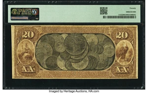 image for: San Francisco, CA - $20 1875 National Gold Bank Note White Paper Variety Fr. 1153 The First National Gold Bank Ch. # 1741 PMG ...