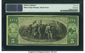 image for: Lapeer, MI - $5 Original Fr. 399 The First National Bank Ch. # 1731 PMG Uncirculated 62....