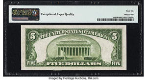 image for: Fr. 1956-K $5 1934 Mule Federal Reserve Note. PMG Gem Uncirculated 66 EPQ....