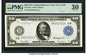 image for: Fr. 1031a $50 1914 Federal Reserve Note PMG Very Fine 30....