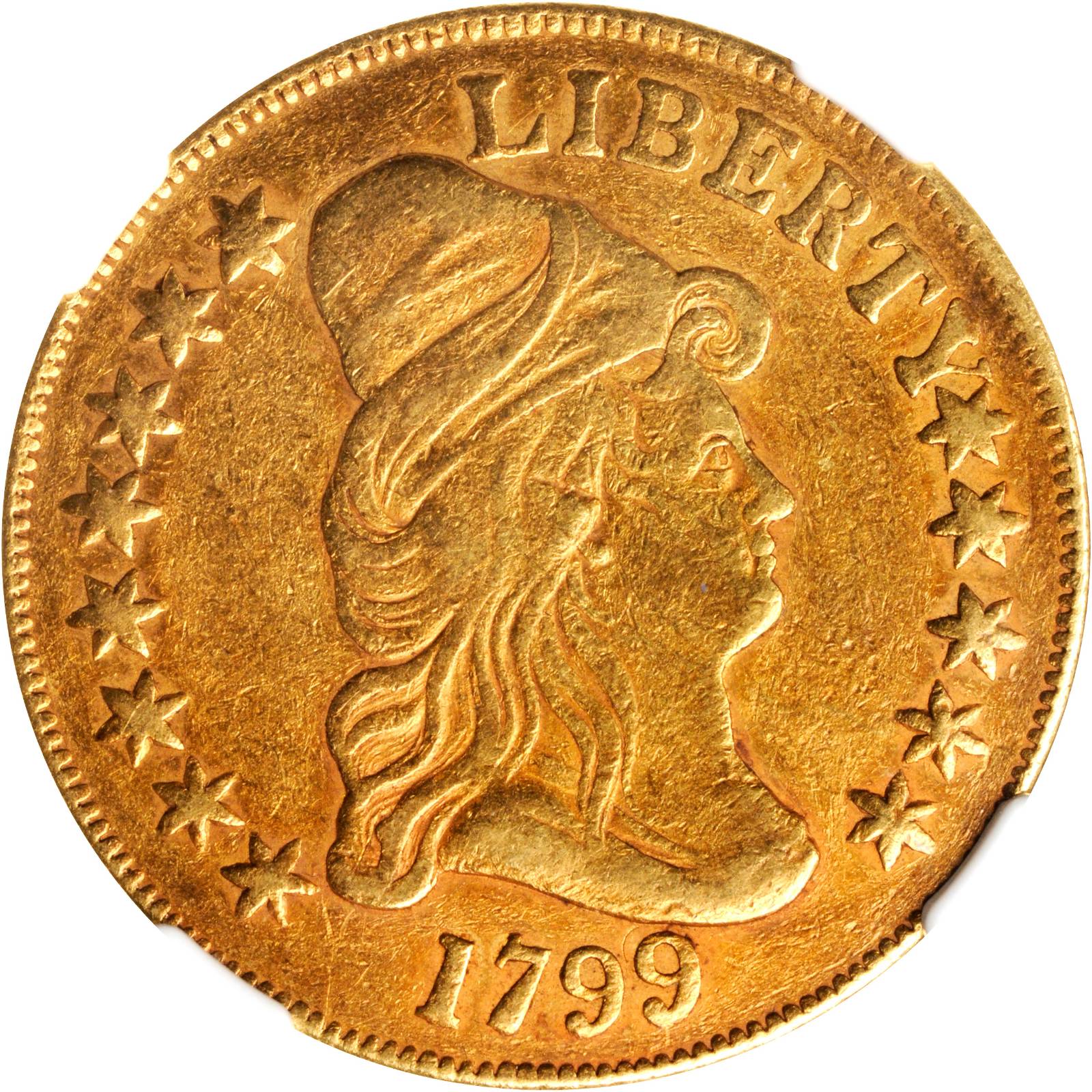 1799 Capped Bust Right Eagle. Taraszka-19, BD-7. Rarity-3. Small Obverse Stars. EF Details--Damaged (NGC).