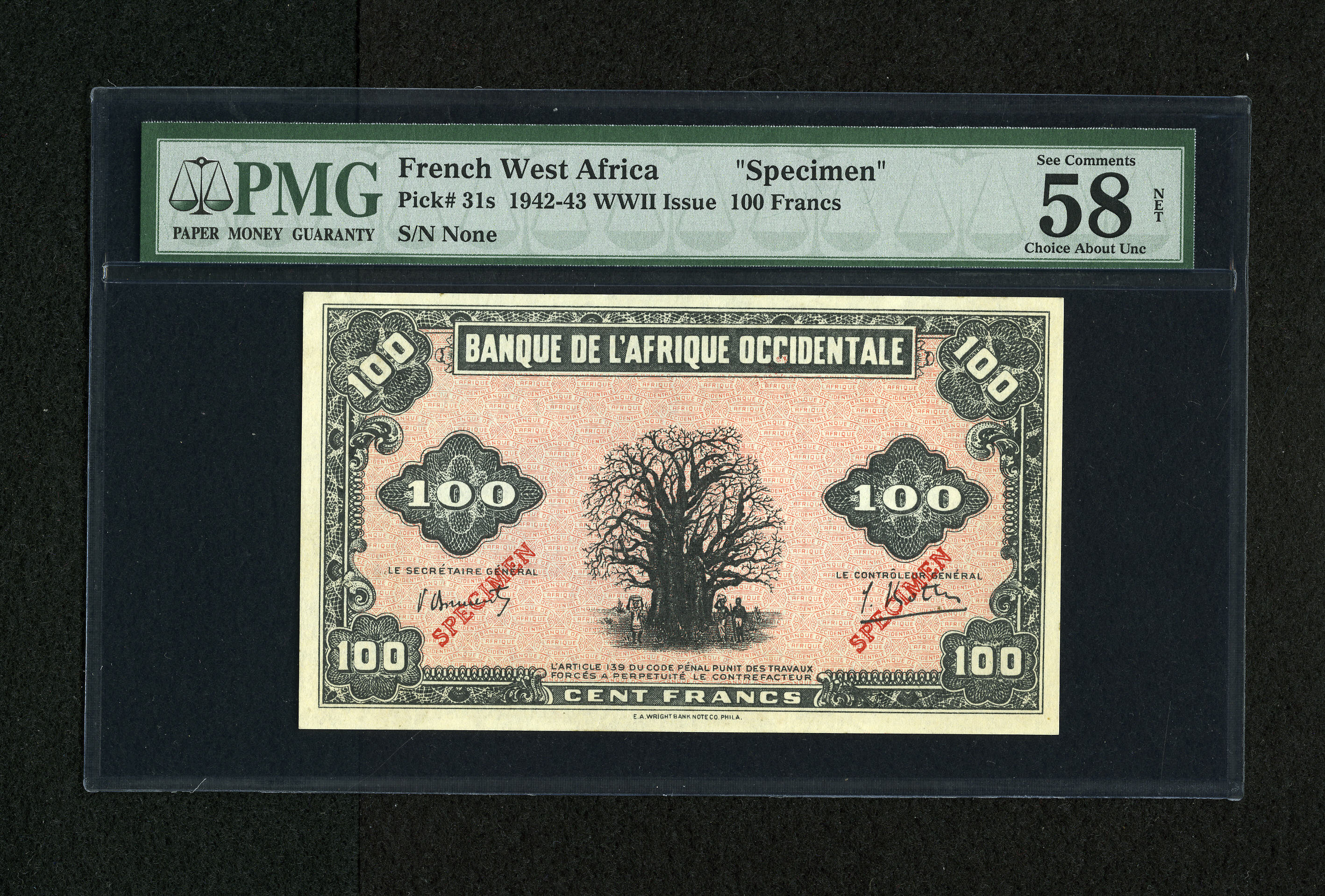 image for: French West Africa  100 francs(B118as)