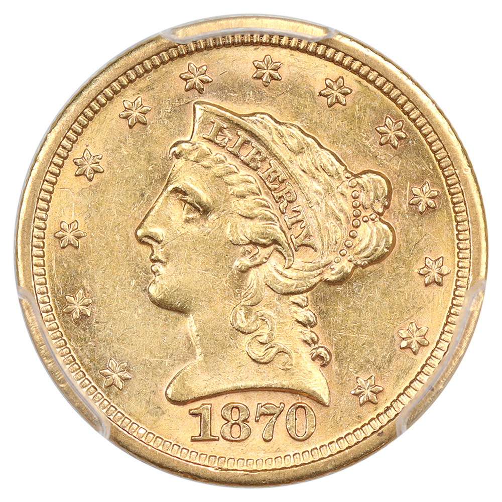 1870-S $2 1/2 PCGS/CAC AU58