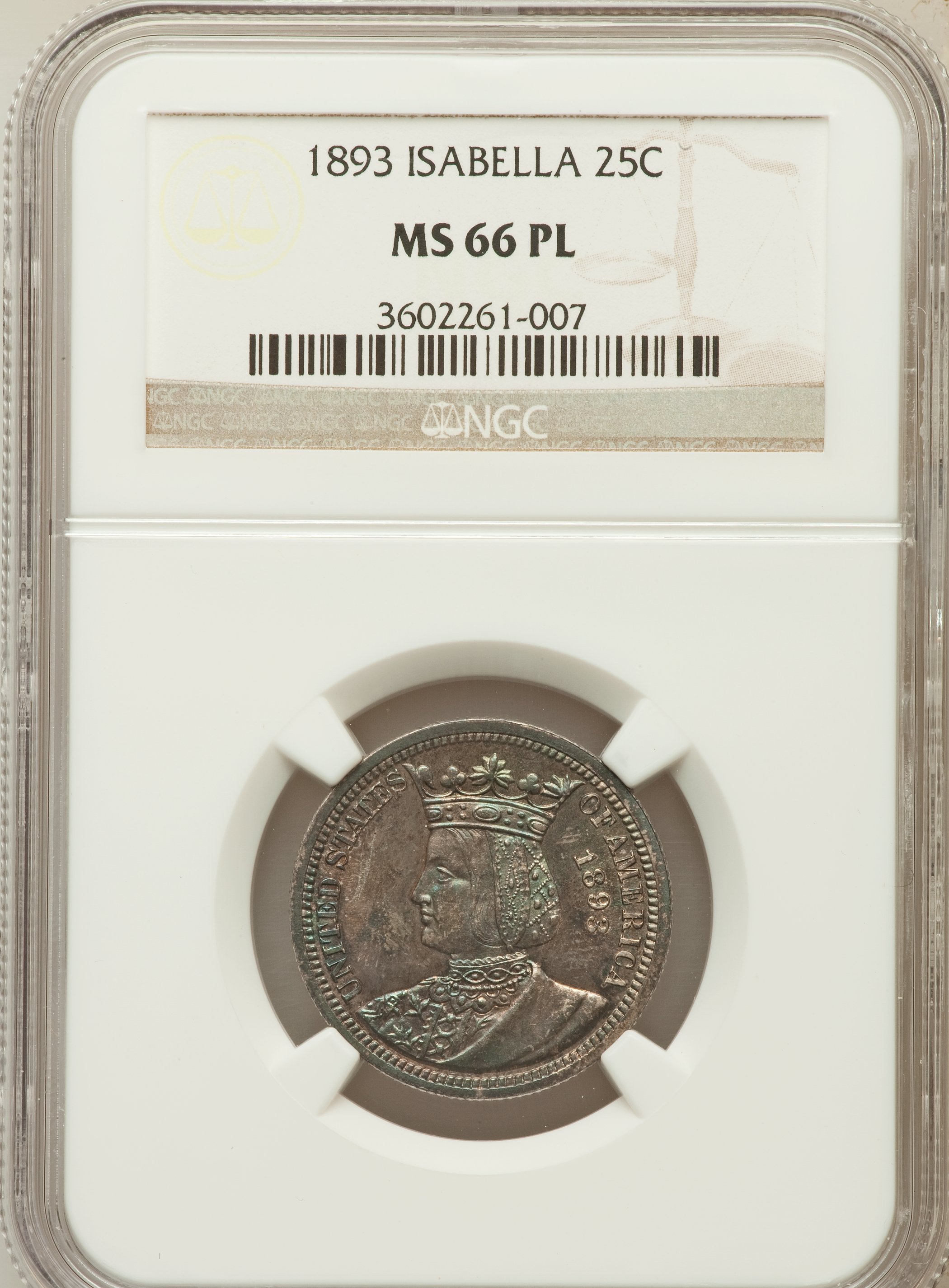 1893 25c Isabella MS PL MS66 PL CAC thumbnail 4