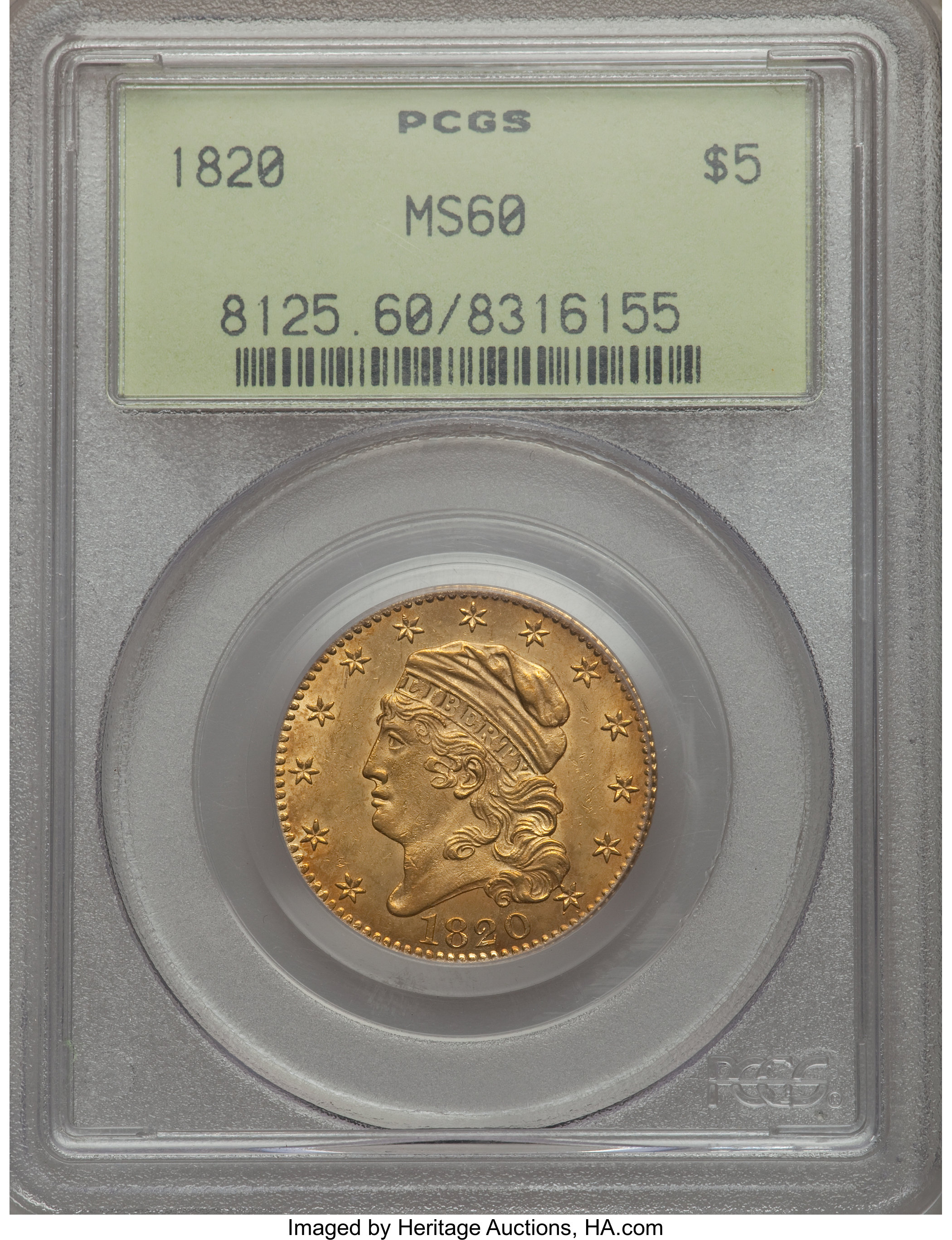 1820 $5  Square Base 2, BD-2 MS thumbnail 9