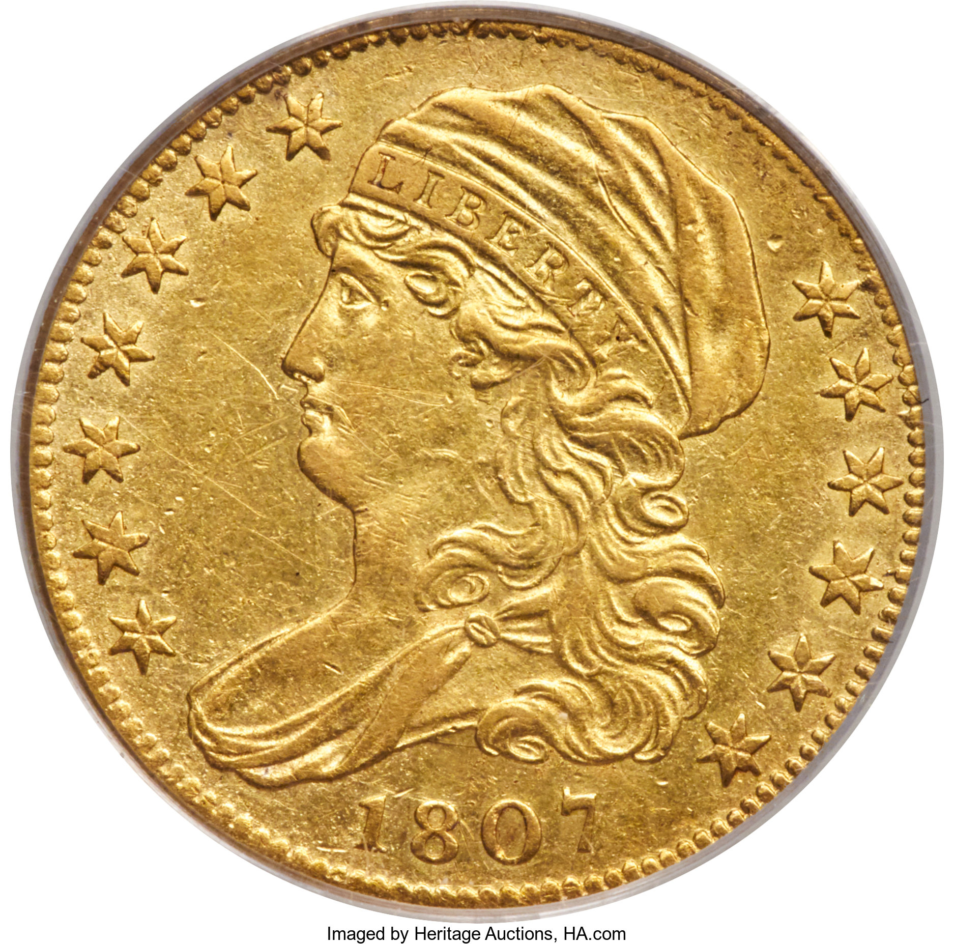 1807 $5 Bust Left, BD-8, R.2, AU50 PCGS. ...