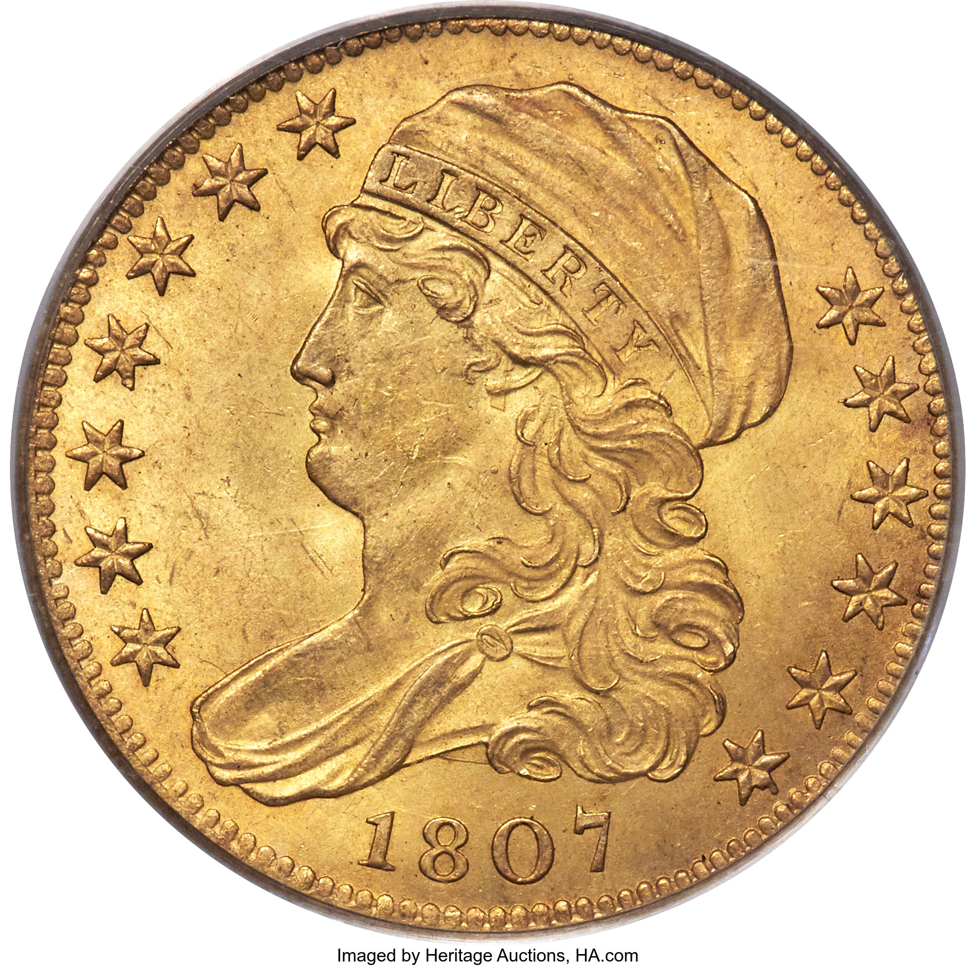 1807 $5 Bust Left, BD-8, R.2, MS65 PCGS. CAC. ...