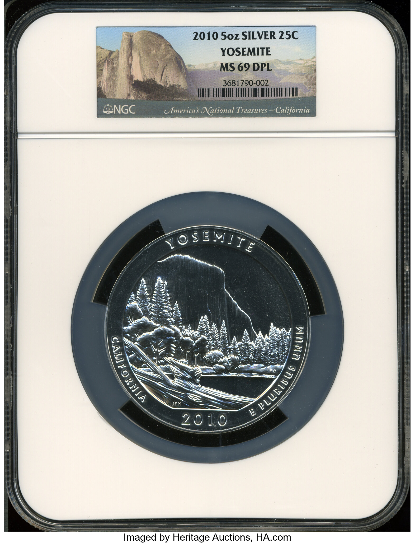 2010 25C Yosemite Five Ounce Silver MS69 Deep Mirror Prooflike NGC. NGC Census: (41/0). PCGS Population (25/0). Numismedia...