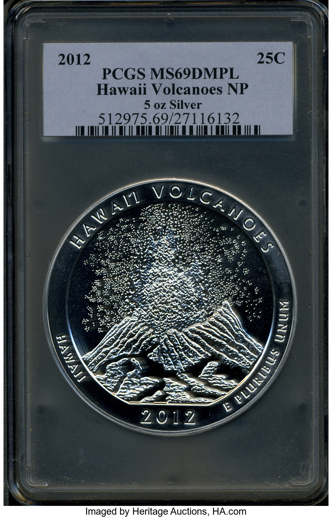 2012 25C Hawaii Volcanoes Five-Ounce Silver MS69 Deep Mirror Prooflike PCGS. PCGS Population (133/0). NGC Census: (0/0). ...
