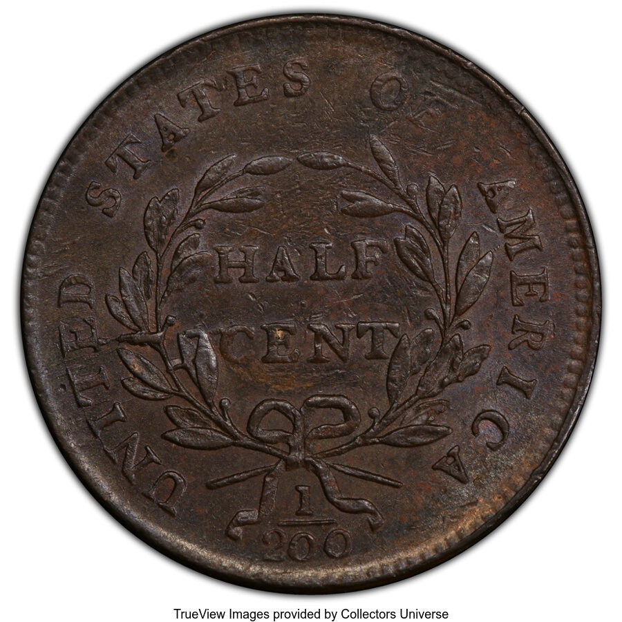 1800 1/2c MS BN AU58 BN thumbnail 2