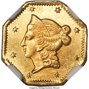 image for: 1853 $1 Liberty Octagonal 1 Dollar, BG-524, High R.6, MS61 NGC....