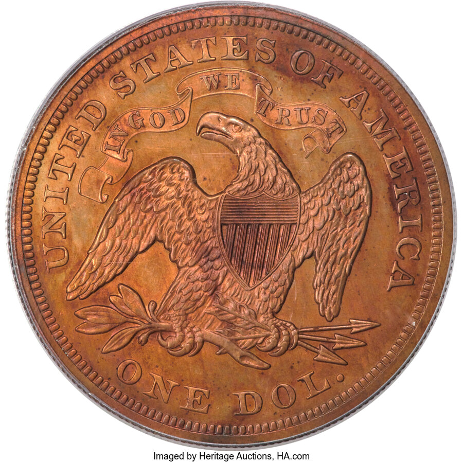 1863 P$1 Copper, J-346 PR RB thumbnail 4