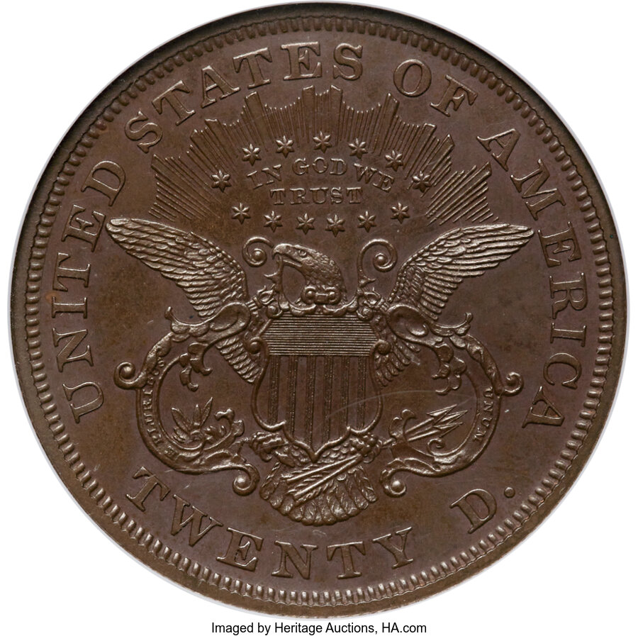 1867 P$20 Copper, J-604 PR BN PR63 BN thumbnail 2
