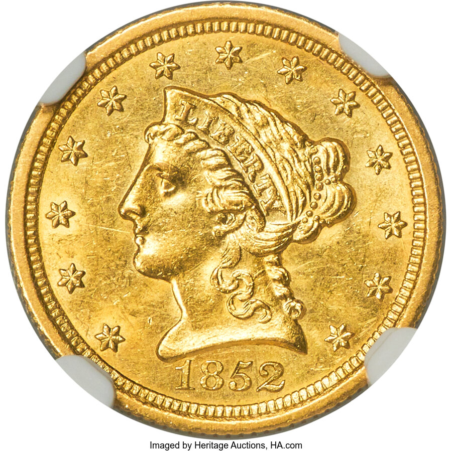 1852-O $2 1/2 MS61 NGC. Variety 2. ...