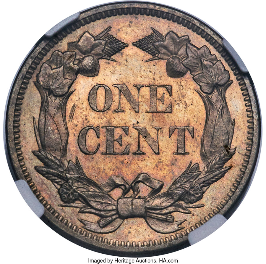 1858 P1c Copper-Nickel, Broad Bust, Low Leaves, J-213 PR64 thumbnail 12