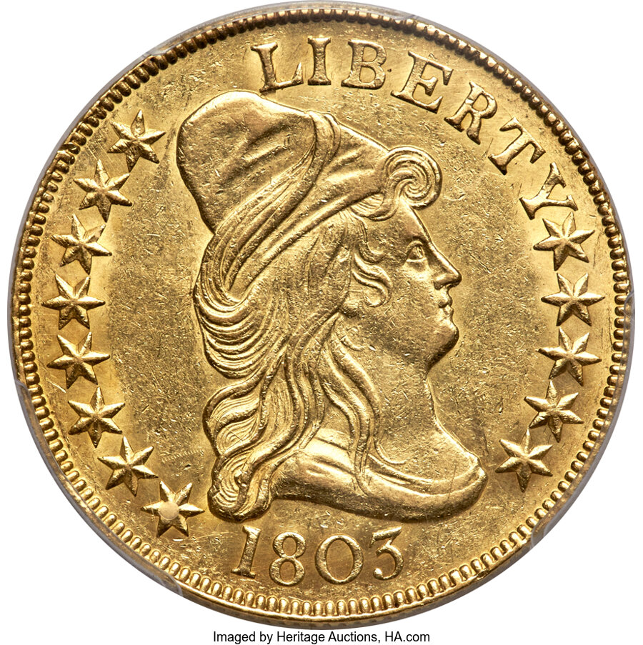 1803 $10 Large Reverse Stars, Star on Cloud, BD-5, High R.4, AU58 PCGS. ...