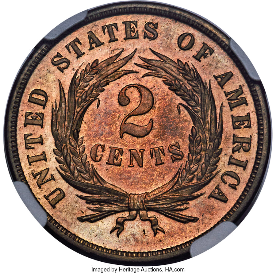 1863 P2c Copper, J-316 PR RB PR64 RB thumbnail 2