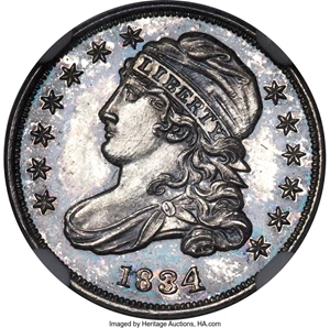 image for: 1834 10C PR65 NGC. JR-5, R.7 as a Proof. ...