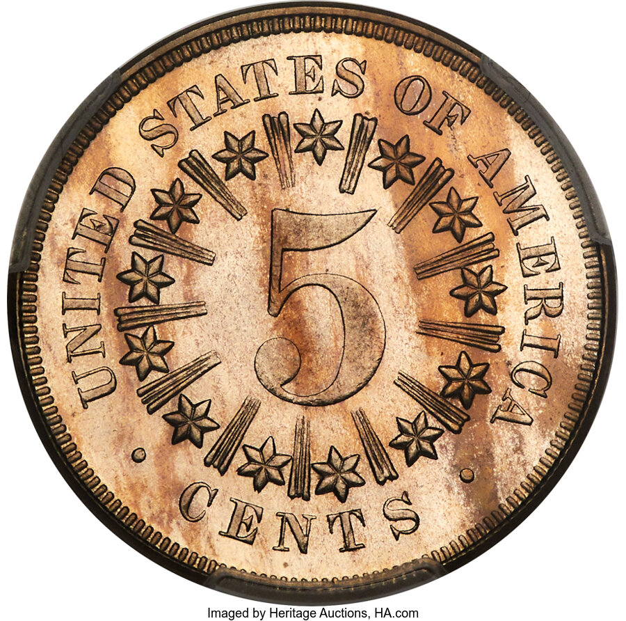 1867 5c Rays PR65 thumbnail 10