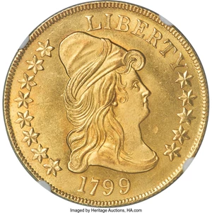 image for: 1799 $10 Large Obverse Stars, BD-10, R.3, MS66 NGC....