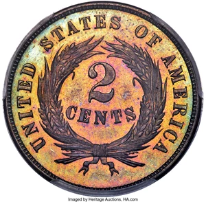 image for: 1864 2C Small Motto PR65 Brown PCGS....