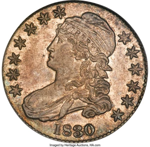 image for: 1830 50C Small 0, O-110, R.3, MS66 PCGS. CAC....
