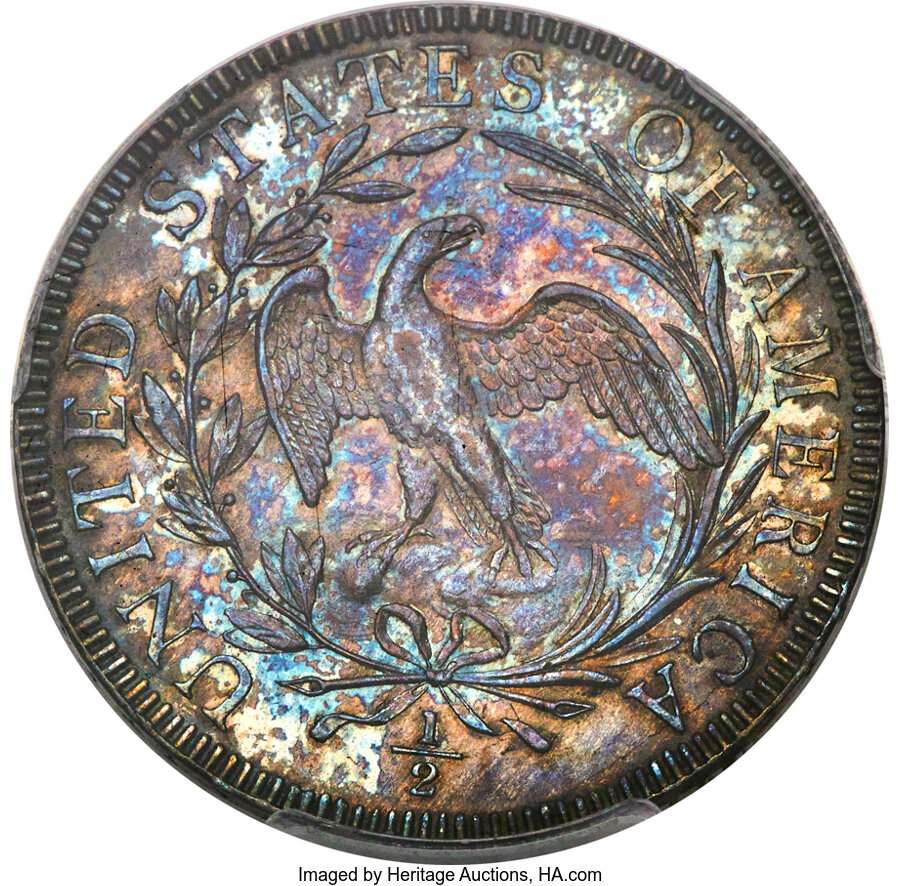 1796 50c 16 Stars, O-102 AU53 CAC thumbnail 8