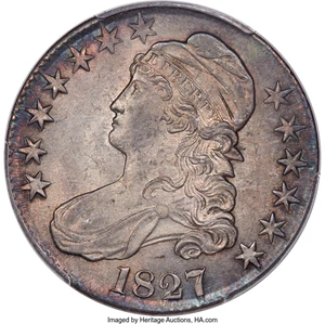 image for: 1827 50C Square Base 2, O-121, R.4, MS65 PCGS. CAC....