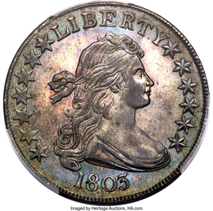 image for: 1803 50C Small 3, Large Reverse Stars, O-104, T-4, R.3, MS62 PCGS. CAC....