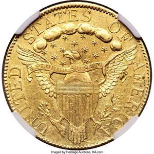 image for: 1799 $5 Small Reverse Stars, BD-2, High R.5, MS61 NGC....