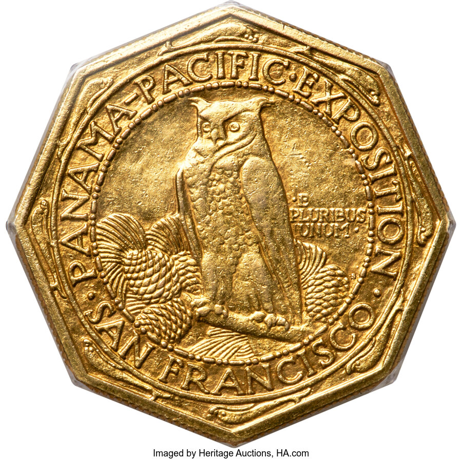 1915 S Panama Pacific Expo Gold $50 Octagonal MS Values | Greysheet
