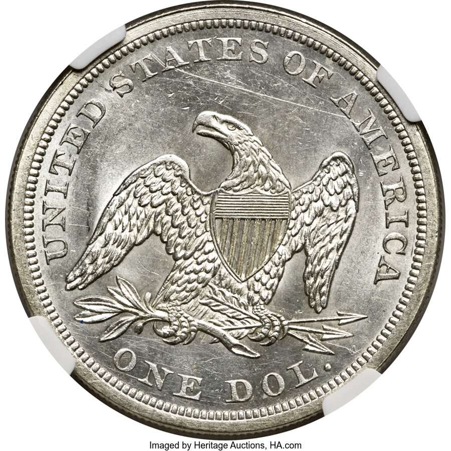 1864 $1 MS63 CAC thumbnail 2