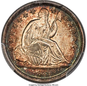 image for: 1839-O 10C No Drapery, Large O, F-105b, R.4, MS67+ PCGS. CAC....
