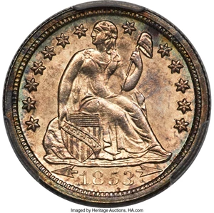 image for: 1853-O 10C Arrows, F-107, High R.3, MS66 PCGS....